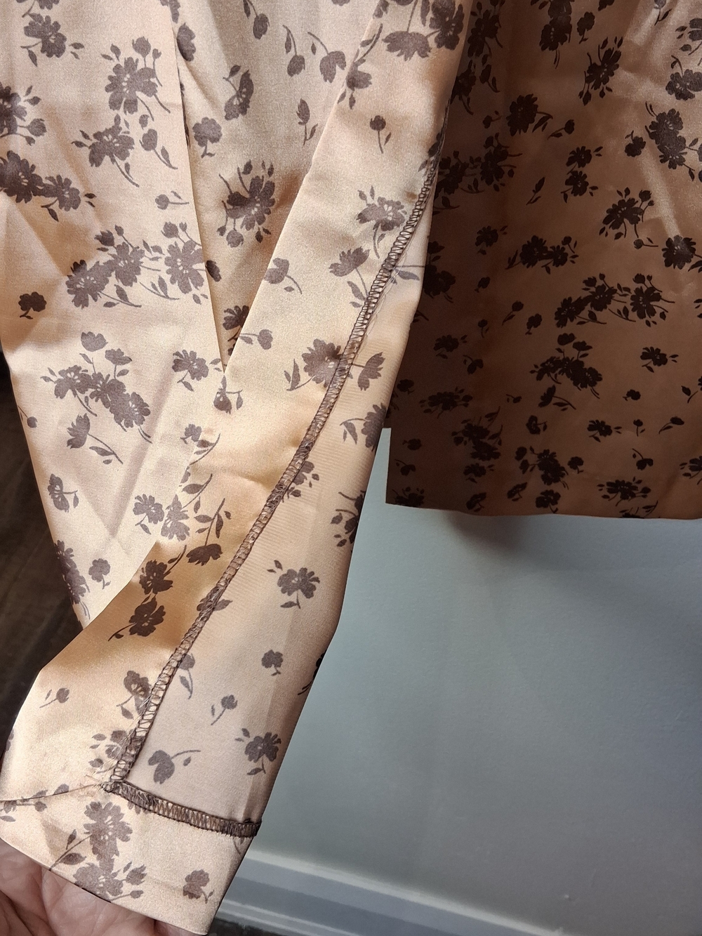 Zara Floral Satin Midi Skirt Champagne Brown Peach XS - Picture 4 of 5